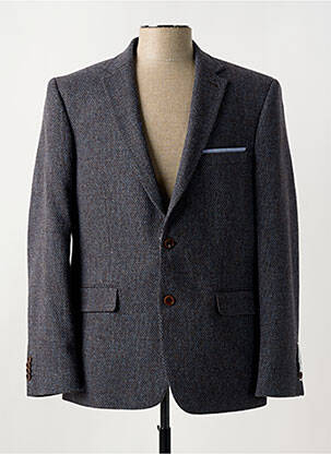 Blazer tissage chiné bleu BRUNO SAINT HILAIRE homme