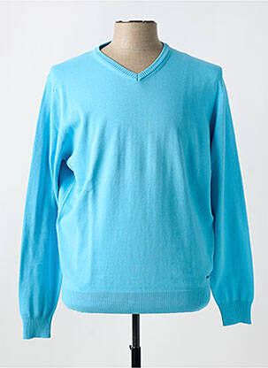 Pull col v manches longues bleu DELAHAYE homme