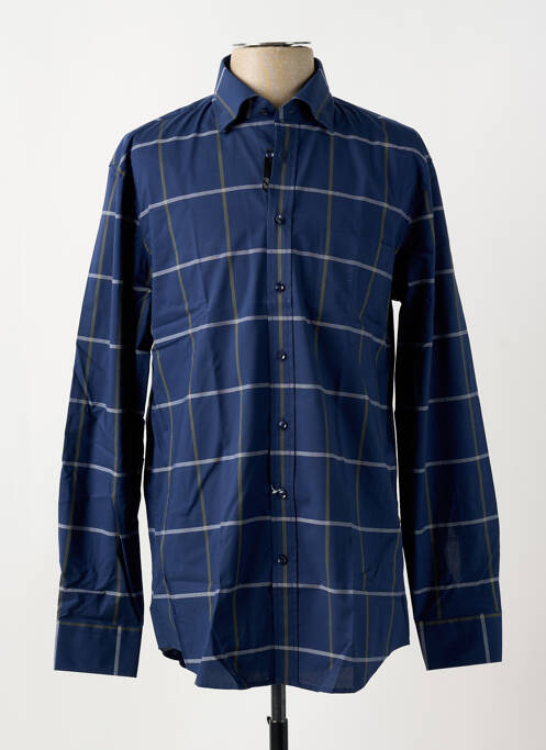 Chemise manches longues imprimé carreaux bleu SEIDEN STICKER homme