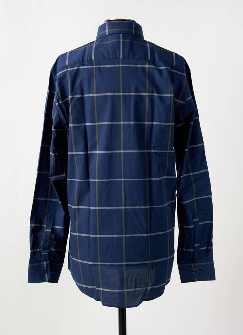 Chemise manches longues imprimé carreaux bleu SEIDEN STICKER homme
