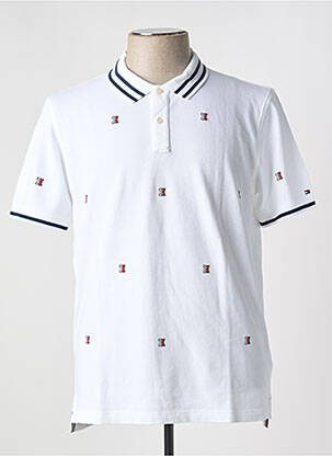 Polo coupe droite manches courtes blanc TOMMY HILFIGER homme