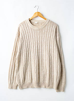 Pull tissage chiné manches longues beige SANS MARQUE femme