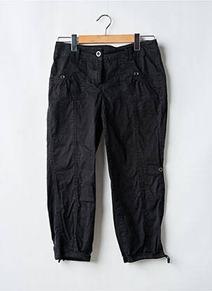 Pantalon 7/8 tissage popeline taille basse noir CAMAIEU femme