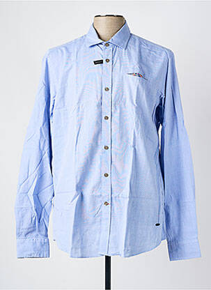Chemise manches longues coupe droite bleu DELAHAYE homme