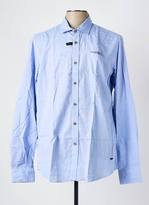 Chemise manches longues coupe droite bleu DELAHAYE homme