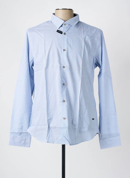 Chemise manches longues coupe droite bleu DELAHAYE homme