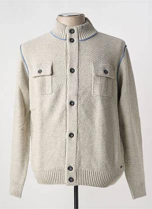 Gilet manches longues tissage chiné gris DELAHAYE homme