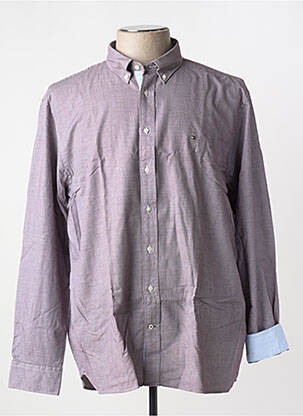 Chemise manches longues coupe droite marron TOMMY HILFIGER homme