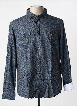 Chemise manches longues bleu DELAHAYE pour homme