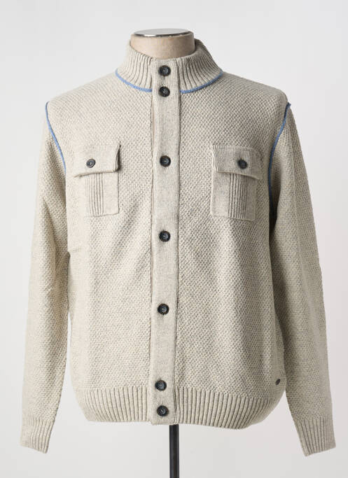 Gilet manches longues tissage chiné gris DELAHAYE homme