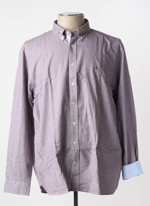 Chemise manches longues coupe droite marron TOMMY HILFIGER homme