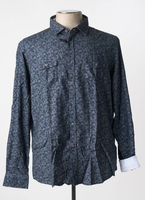 Chemise manches longues bleu DELAHAYE pour homme