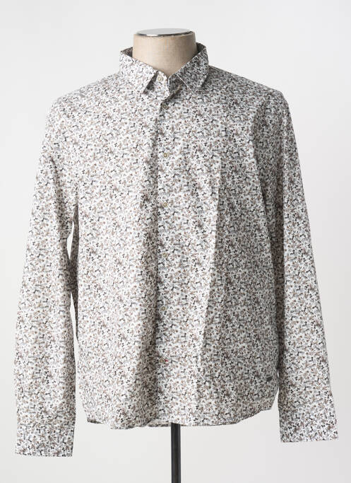 Chemise manches longues marron DELAHAYE pour homme