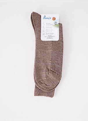 Chaussettes tissage chiné marron PERRIN homme