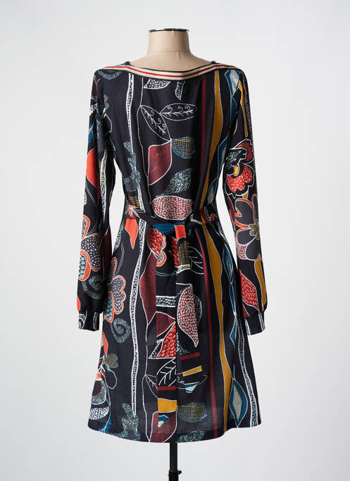 Robe mi-longue imprimé fantaisie manches longues noir LO! LES FILLES femme