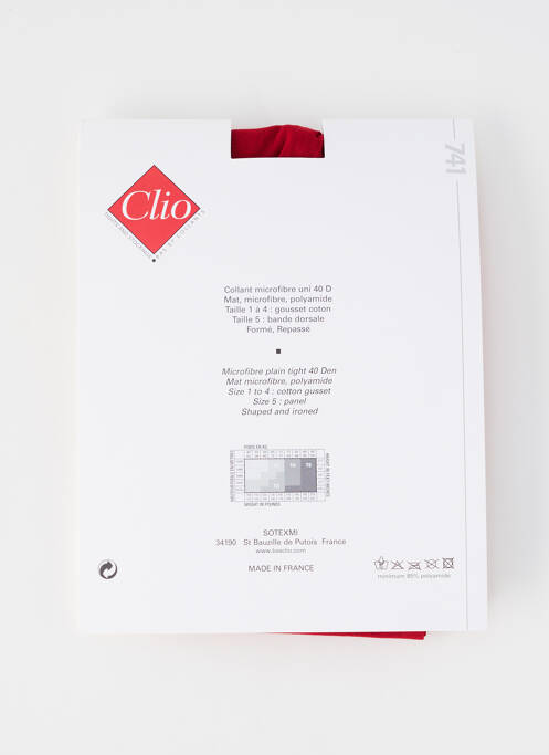 Collants rouge CLIO pour femme