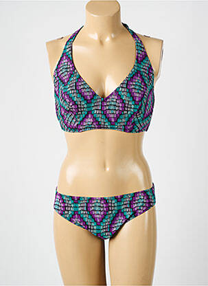 Maillot de bain 2 pièces stretch haut triangles violet ROSA FAIA femme