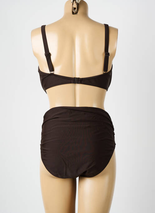 Maillot de bain 2 pièces stretch haut soutien-gorge emboitant marron ROSA FAIA femme