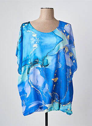 Tunique manches longues légère et transparente bleu COULEURS DU TEMPS femme