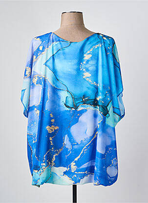 Tunique manches longues légère et transparente bleu COULEURS DU TEMPS femme
