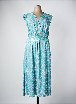 Robe longue manches courtes manches courtes bleu C'EST BEAU LA VIE femme