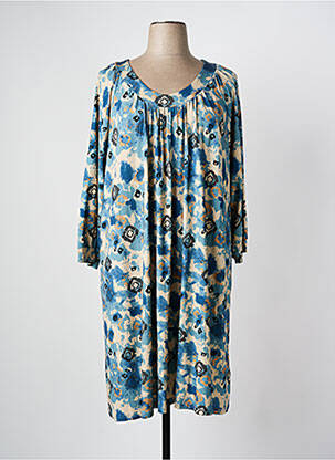 Robe mi-longue manches 3/4 manches 3/4 bleu CISO femme