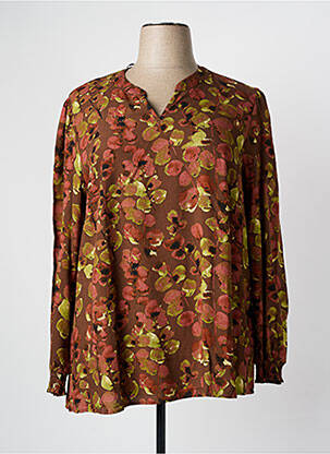 Blouse tissage popeline manches longues marron CISO femme