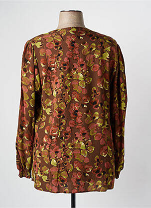 Blouse tissage popeline manches longues marron CISO femme