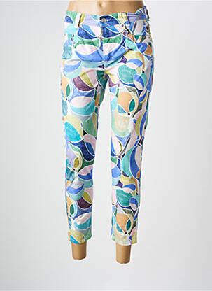 Pantalon 7/8 tissage popeline taille normale bleu ANNA MONTANA femme