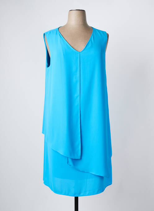 Robe mi-longue coupe fluide sans manche bleu BARILOCHE femme