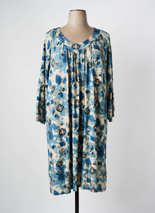 Robe mi-longue manches 3/4 manches 3/4 bleu CISO femme
