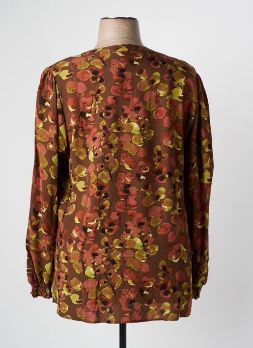 Blouse imprimé fleurs manches longues marron CISO femme
