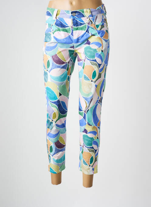 Pantalon 7/8 tissage popeline taille normale bleu ANNA MONTANA femme