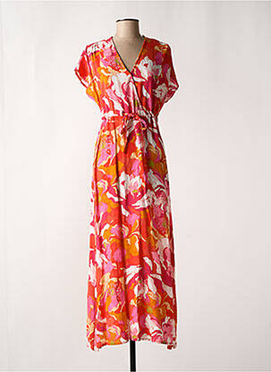 Robe longue imprimé fantaisie manches courtes rose C'EST BEAU LA VIE femme