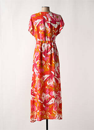 Robe longue imprimé fantaisie manches courtes rose C'EST BEAU LA VIE femme