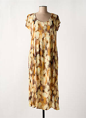 Robe longue imprimé fantaisie manches courtes jaune AGATHE & LOUISE femme