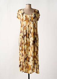 Robe longue imprimé fantaisie manches courtes jaune AGATHE & LOUISE femme