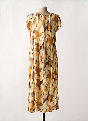 Robe longue imprimé fantaisie manches courtes jaune AGATHE & LOUISE femme