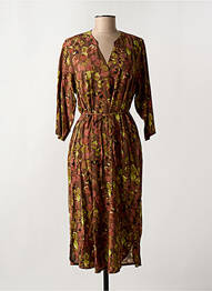 Robe mi-longue manches 3/4 manches 3/4 marron CISO femme