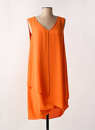 Robe mi-longue tissage crêpe sans manche orange BARILOCHE femme