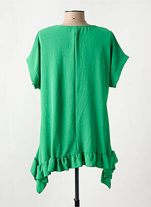 Tunique manches courtes tissage crêpe vert fonce MADE IN ITALY femme