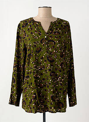 Blouse tissage popeline manches longues vert CISO femme