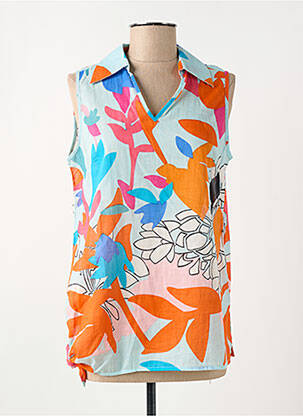 Blouse légère et transparente sans manche bleu L'ATELIER D'ANNA femme