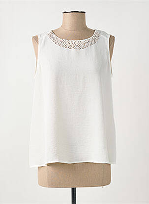 Blouse col rond sans manche blanc TINTA femme