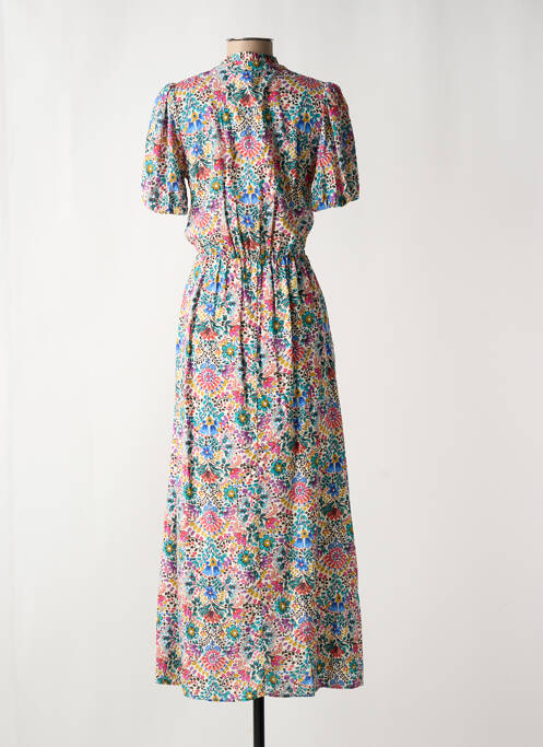 Robe longue imprimé fantaisie manches courtes blanc C'EST BEAU LA VIE femme