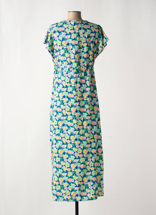 Robe longue imprimé fleurs manches courtes vert C'EST BEAU LA VIE femme