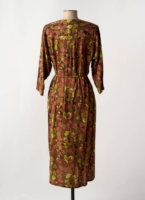 Robe mi-longue manches 3/4 manches 3/4 marron CISO femme