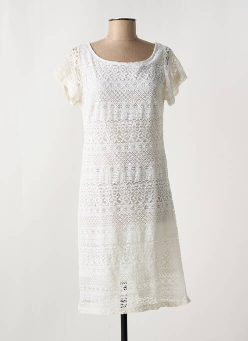 Robe mi-longue manches courtes manches courtes blanc AGATHE & LOUISE femme