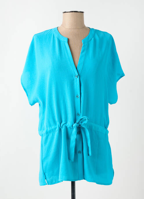 Tunique manches courtes coupe cintrée bleu TINTA femme