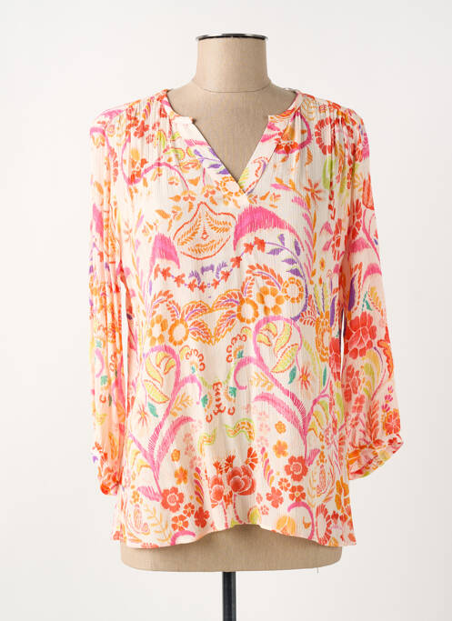 Blouse imprimé fantaisie manches longues orange TINTA femme